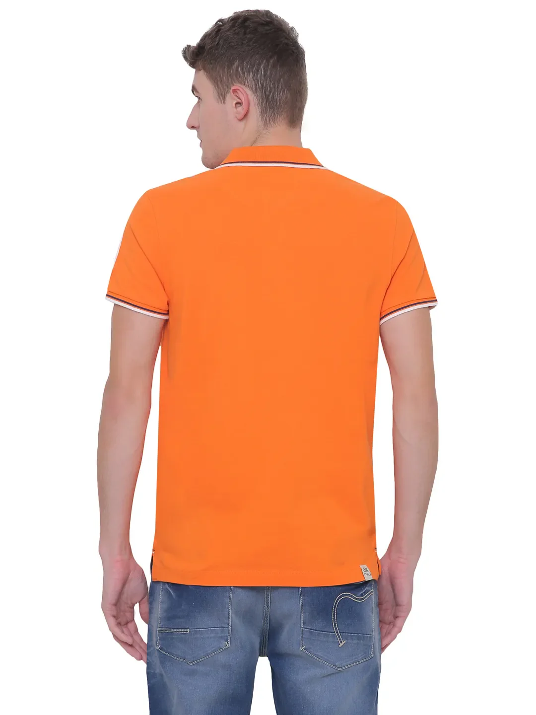 Orange Regular Fit Men's Polo T-Shirt by Being Human Clothing - Image 3
