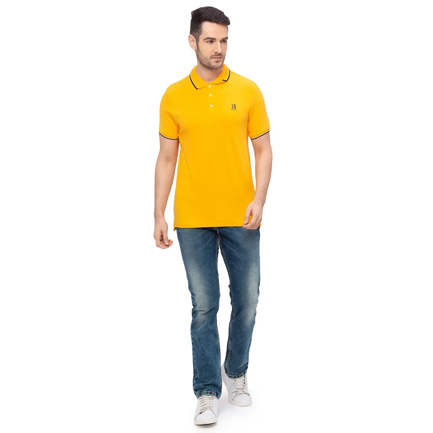 Orange Regular Fit Men's Polo T-Shirt by Being Human Clothing - Image 5