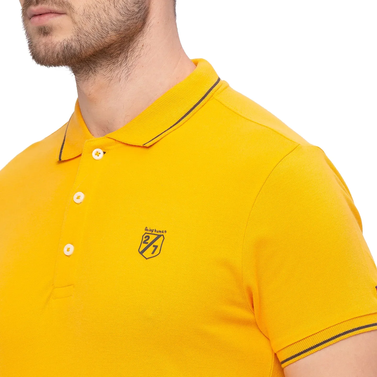 Orange Regular Fit Men's Polo T-Shirt by Being Human Clothing - Image 3