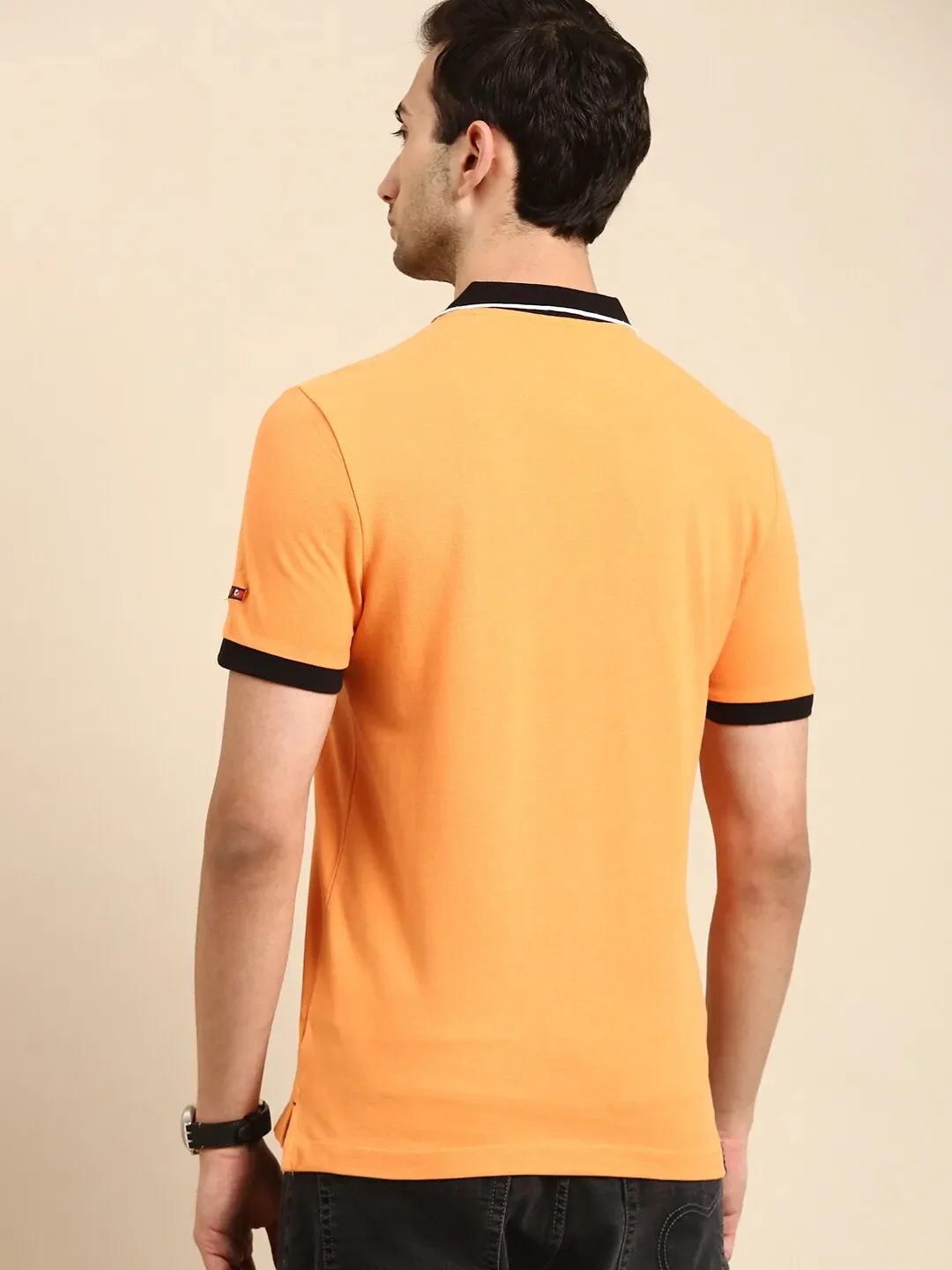 Orange Regular Fit Men's Polo T-Shirt by Being Human Clothing - Image 3