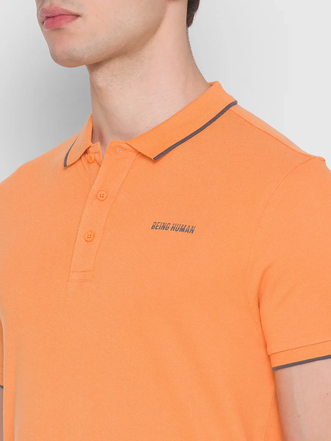 Orange Regular Fit Men's Polo T-Shirt by Being Human Clothing - Image 4