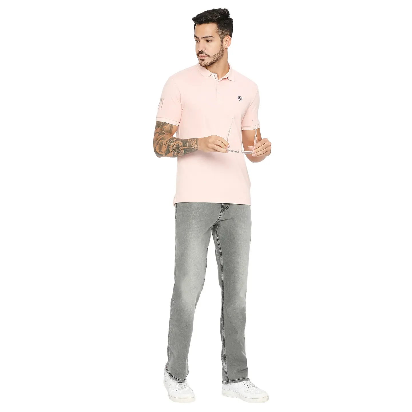 Pink Regular Fit Men's Polo T-shirt by Being Human Clothing - Image 6