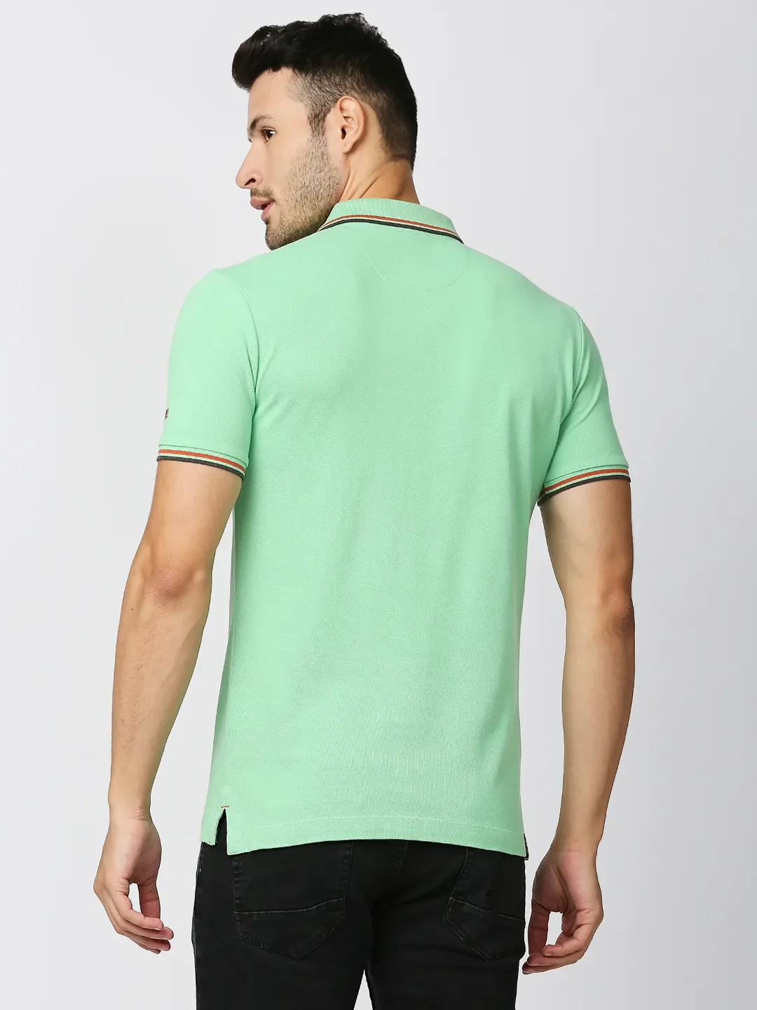 Green Regular Fit Men's Polo T-Shirt by Being Human Clothing - Image 4