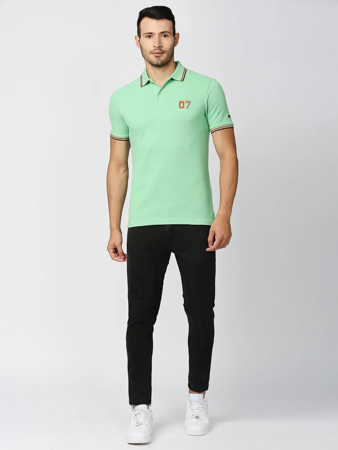 Green Regular Fit Men's Polo T-Shirt by Being Human Clothing - Image 6