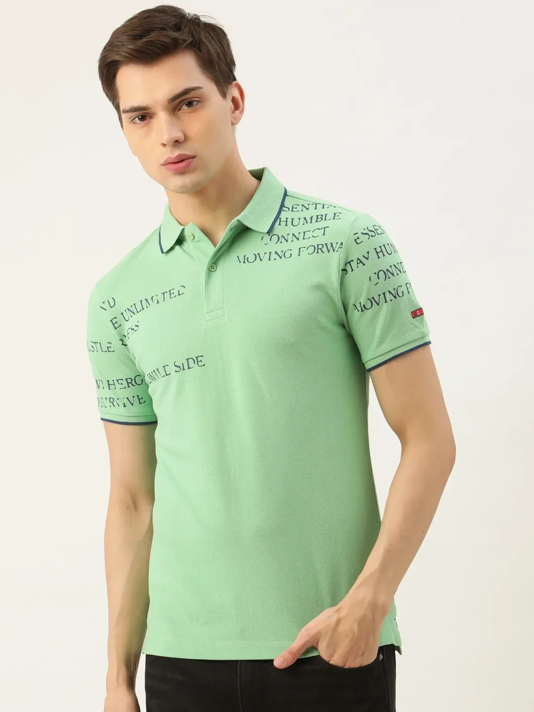 Green Regular Fit Men's Polo T-Shirt by Being Human Clothing