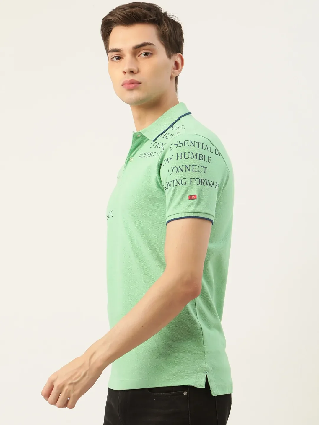 Green Regular Fit Men's Polo T-Shirt by Being Human Clothing - Image 3