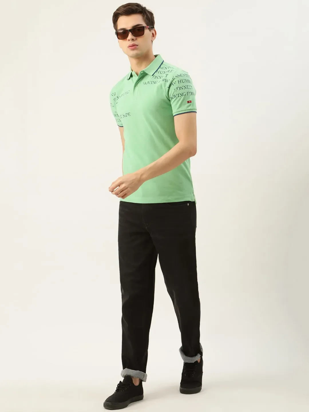 Green Regular Fit Men's Polo T-Shirt by Being Human Clothing - Image 4