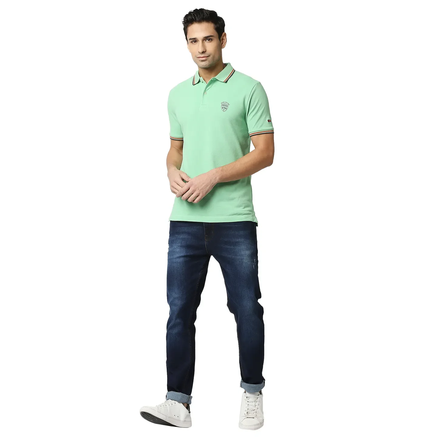 Green Regular Fit Men's Polo T-Shirt by Being Human Clothing - Image 5
