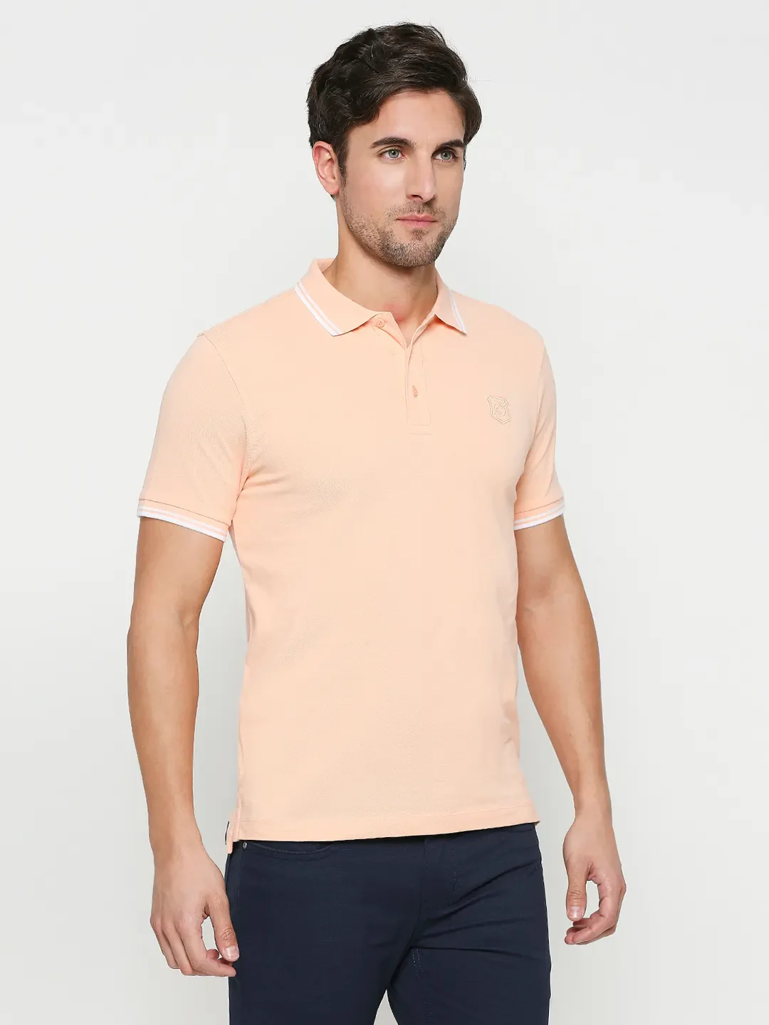 Peach Regular Fit Men's Polo T-Shirt by Being Human Clothing - Image 3
