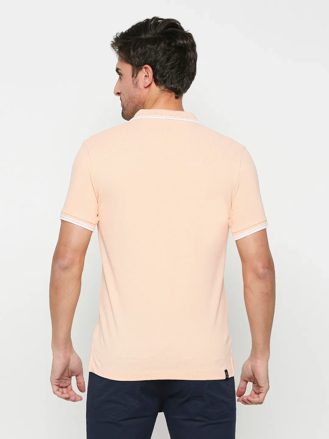 Peach Regular Fit Men's Polo T-Shirt by Being Human Clothing - Image 4