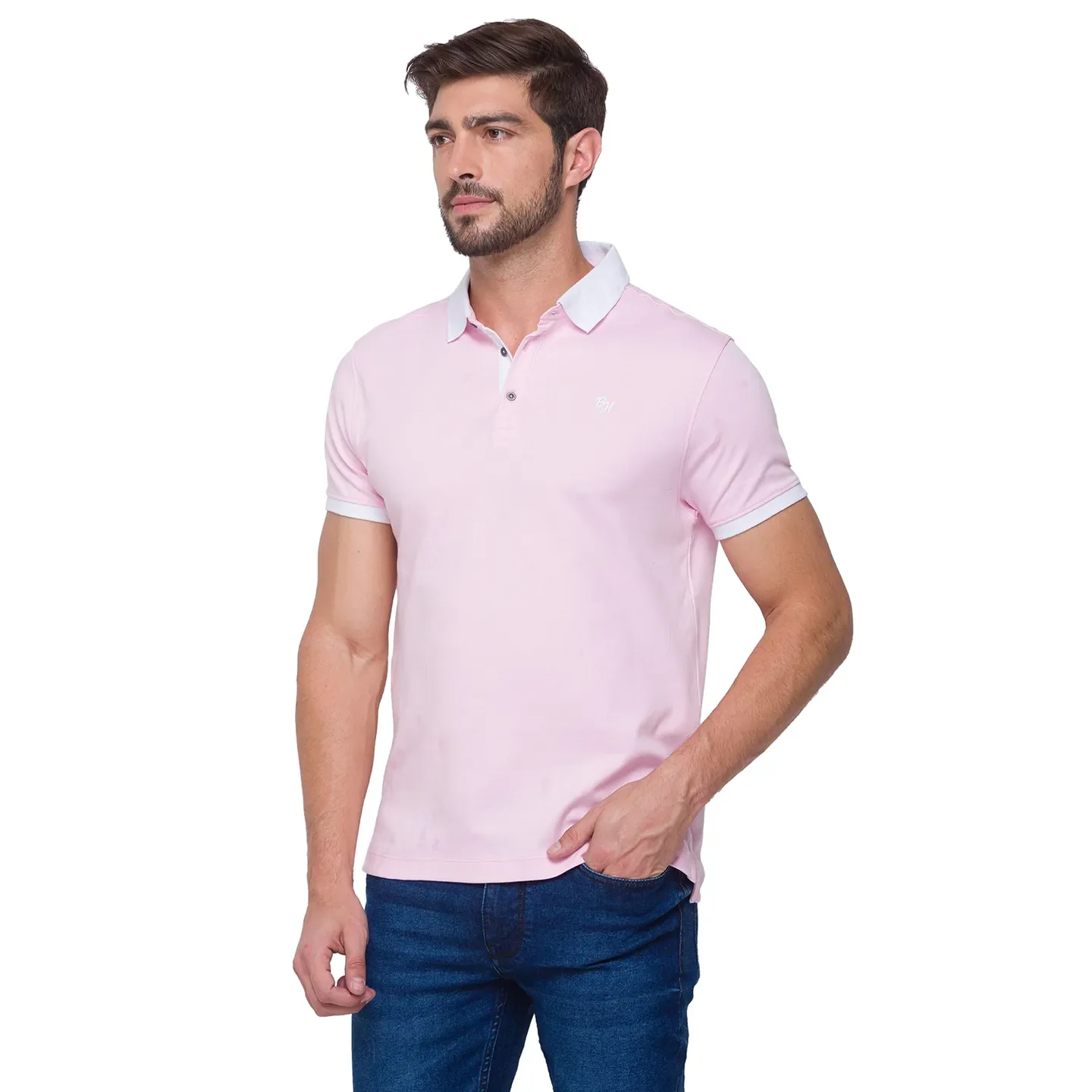 Pink Regular Fit Men's Polo T-Shirt by Being Human Clothing - Image 3