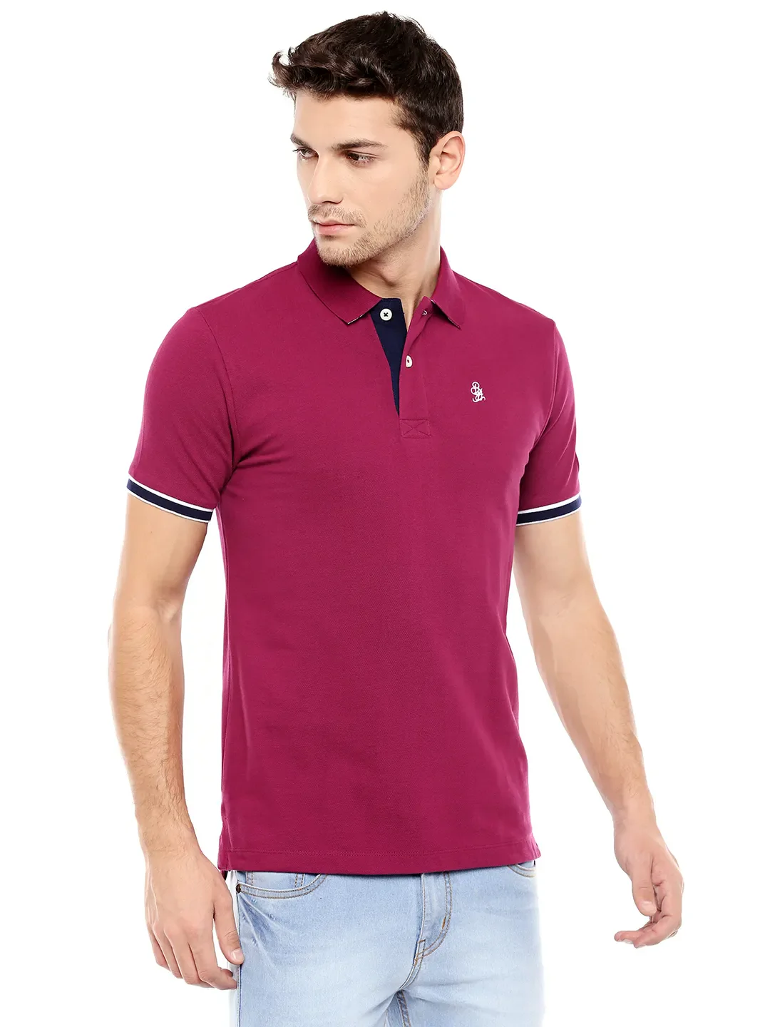 Pink Regular Fit Men's Polo T-Shirt by Being Human Clothing - Image 3