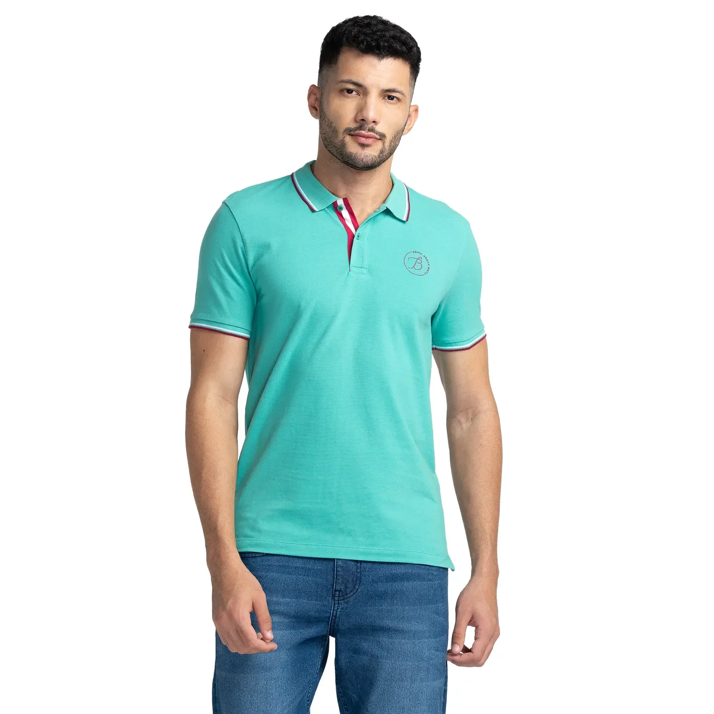 Pool Green Regular Fit Men's Polo T-Shirt by Being Human Clothing