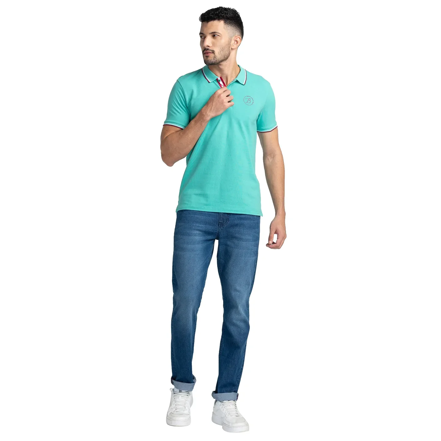Pool Green Regular Fit Men's Polo T-Shirt by Being Human Clothing - Image 2