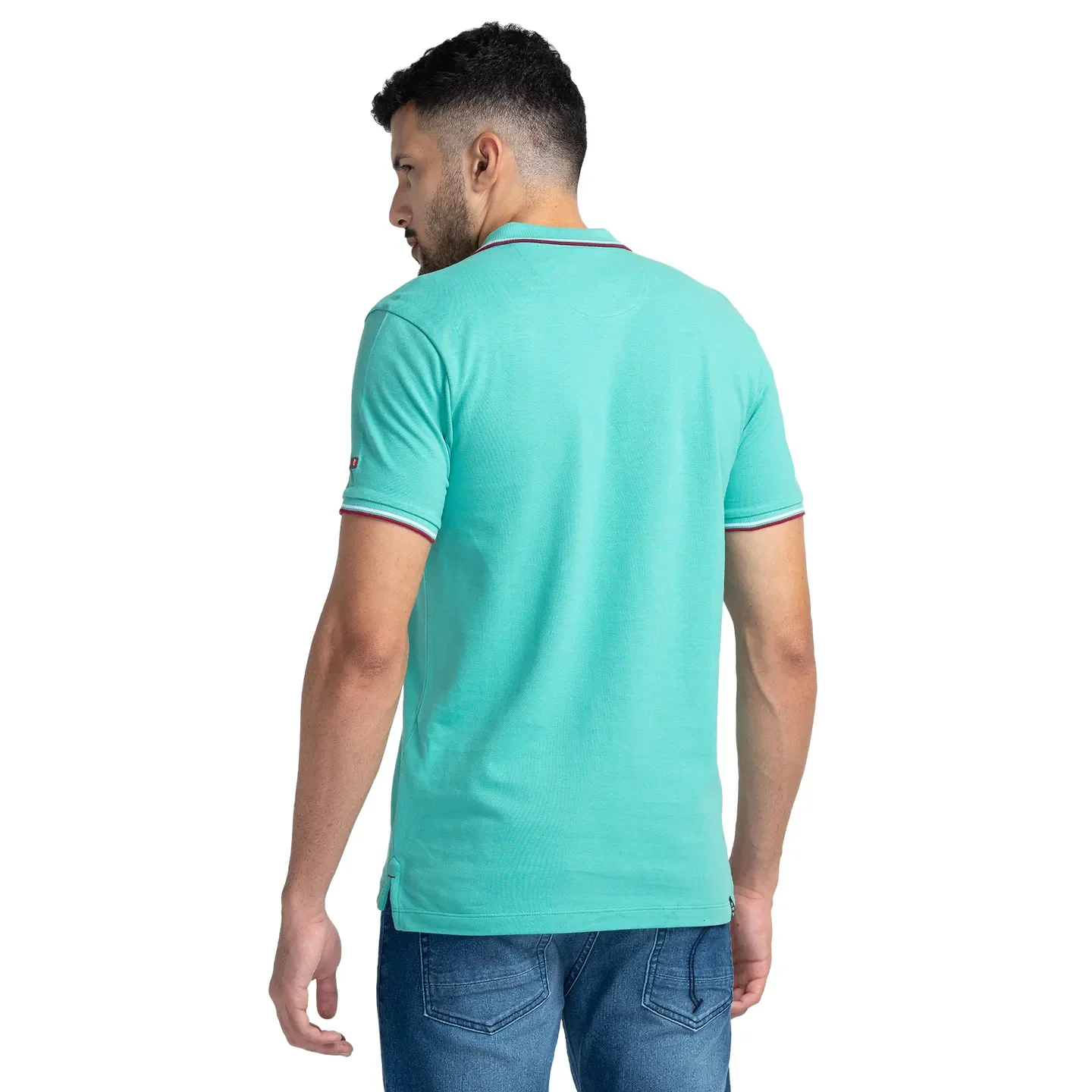 Pool Green Regular Fit Men's Polo T-Shirt by Being Human Clothing - Image 3