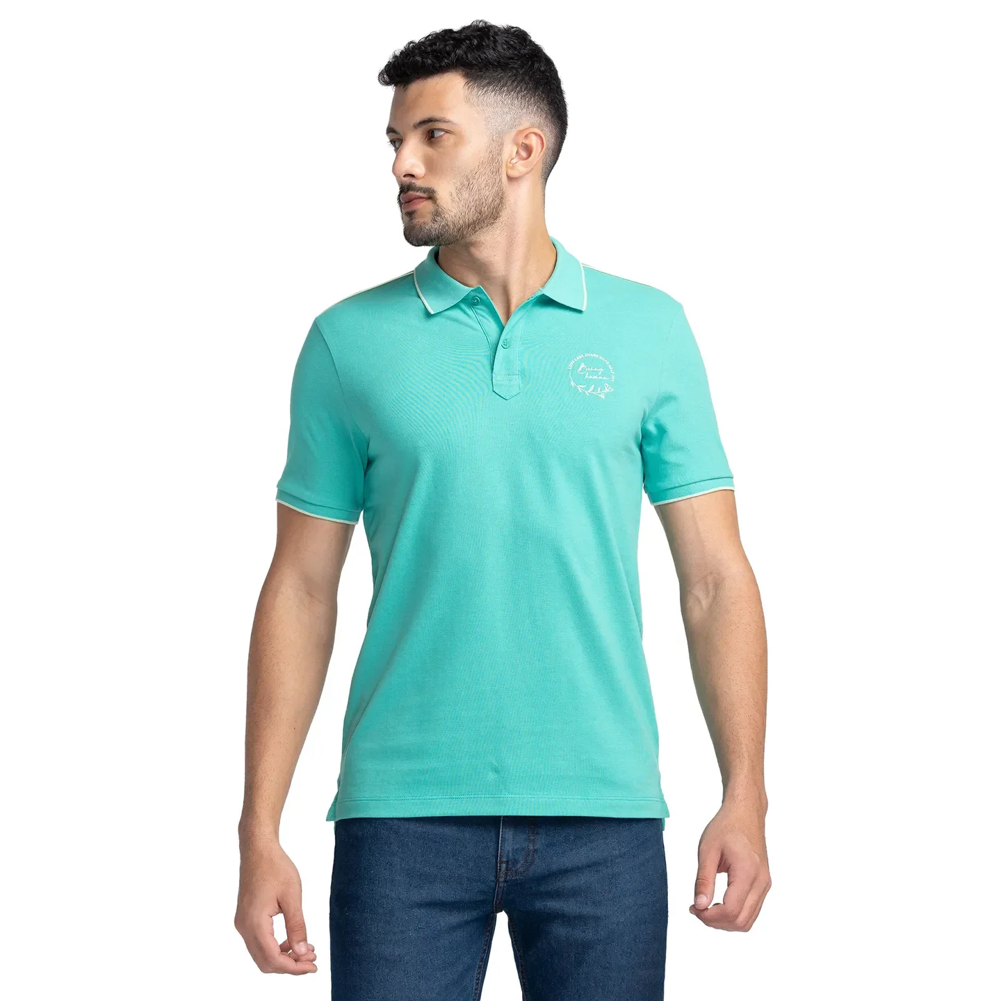Green Regular Fit Men's Polo T-Shirt by Being Human Clothing