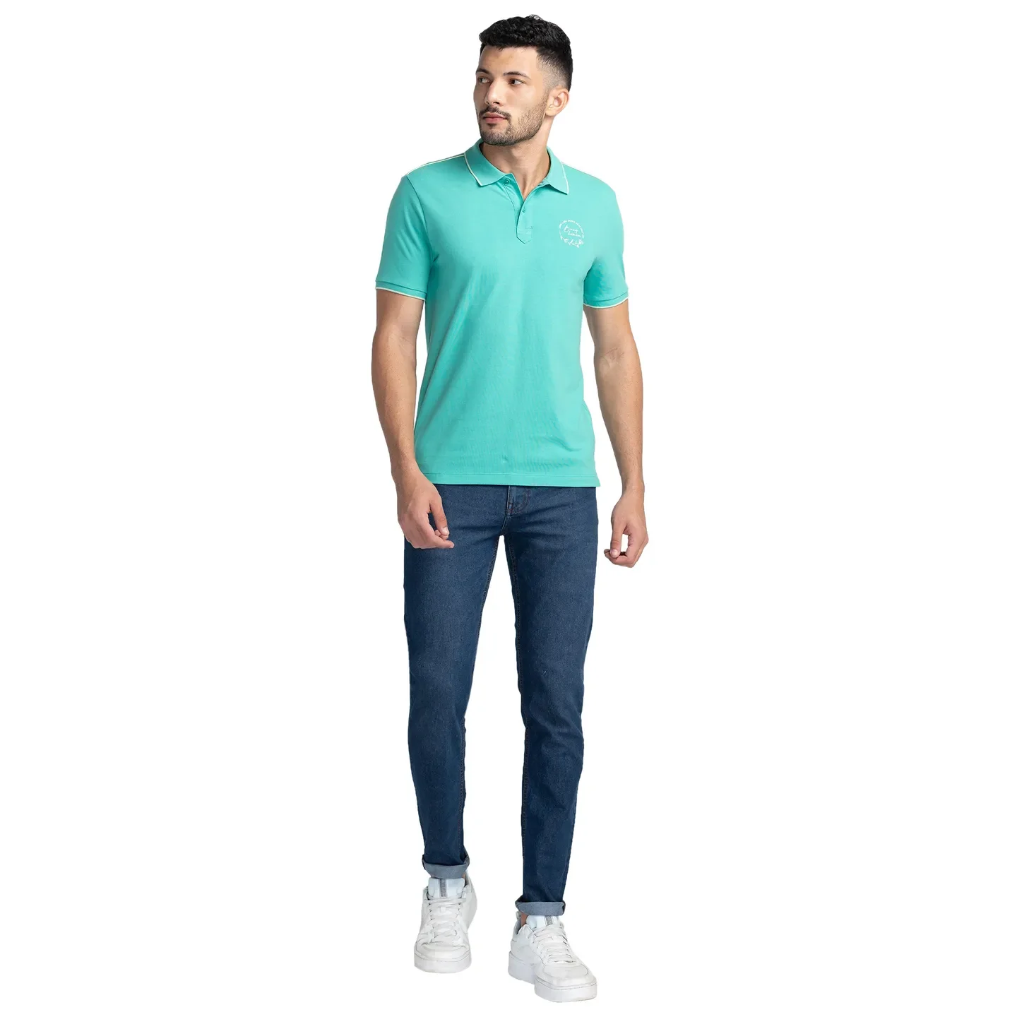 Green Regular Fit Men's Polo T-Shirt by Being Human Clothing - Image 2