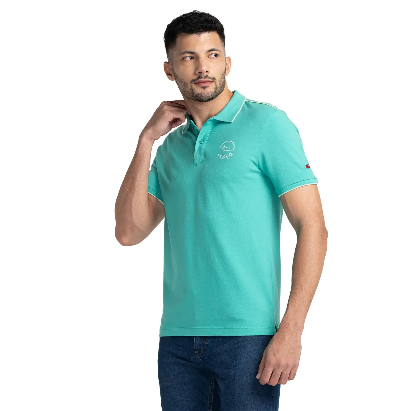 Green Regular Fit Men's Polo T-Shirt by Being Human Clothing - Image 4