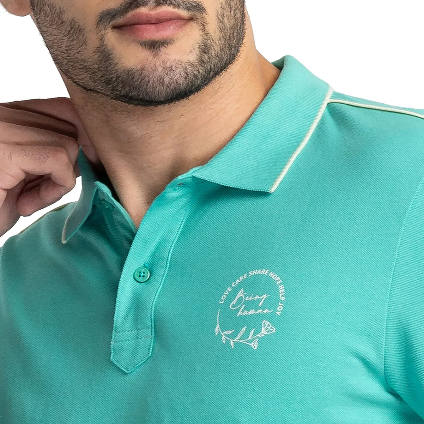 Green Regular Fit Men's Polo T-Shirt by Being Human Clothing - Image 5