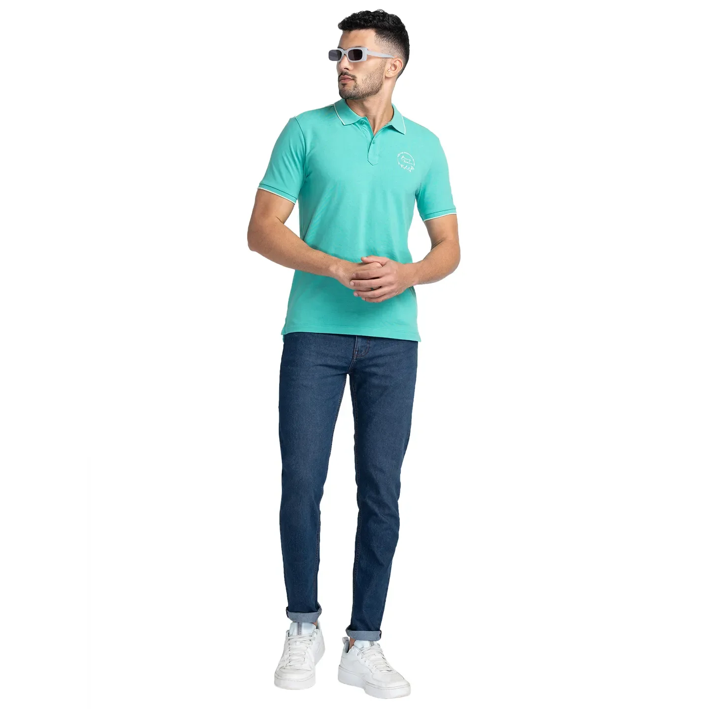 Green Regular Fit Men's Polo T-Shirt by Being Human Clothing - Image 6
