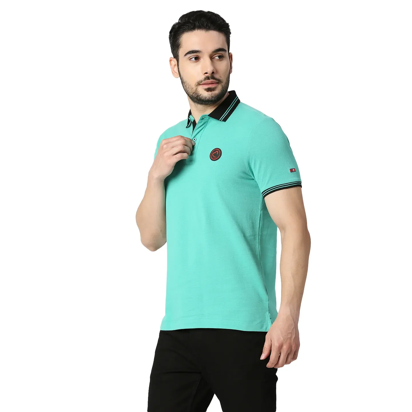 Pool Green Regular Fit Men's Polo T-Shirt by Being Human Clothing - Image 2