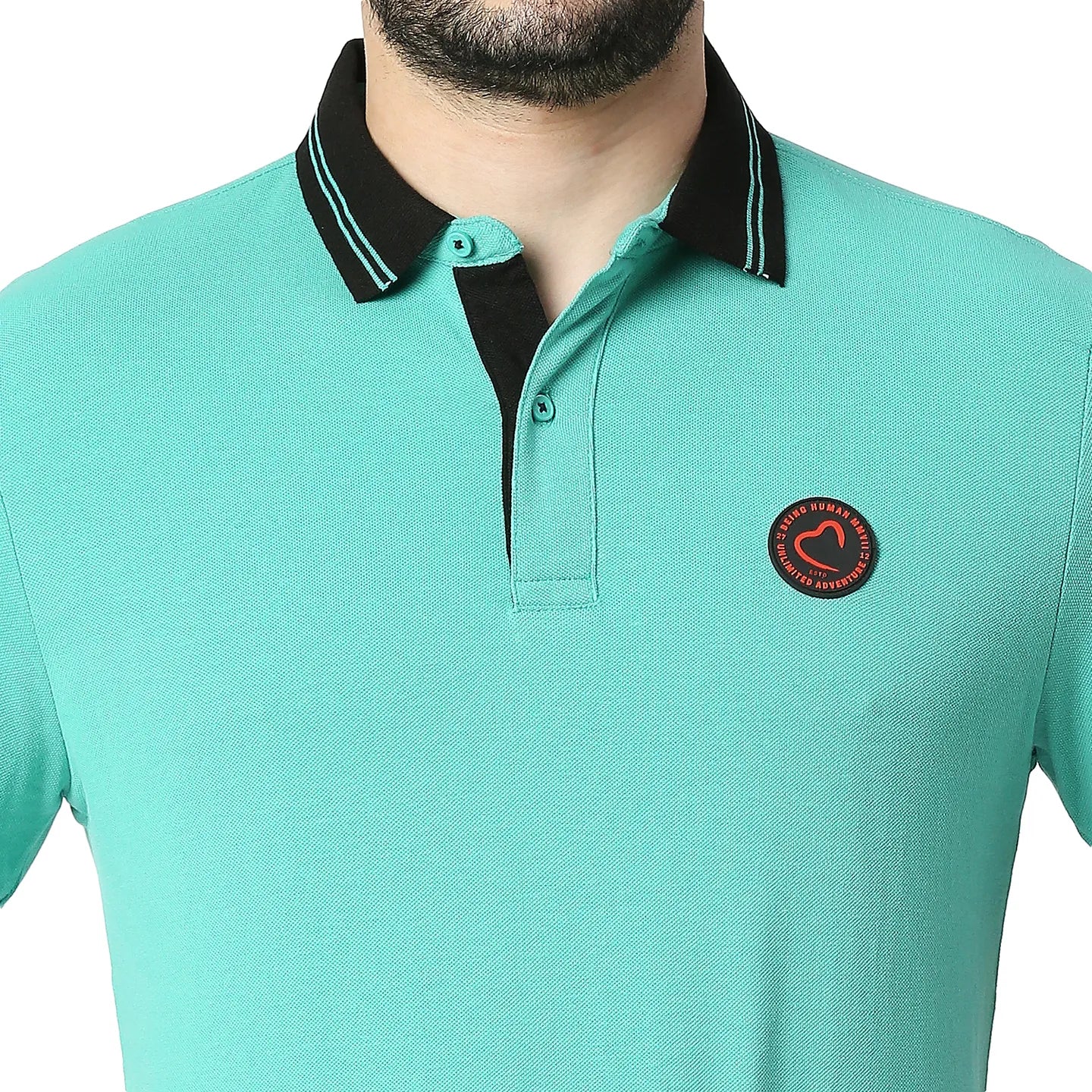 Pool Green Regular Fit Men's Polo T-Shirt by Being Human Clothing - Image 4