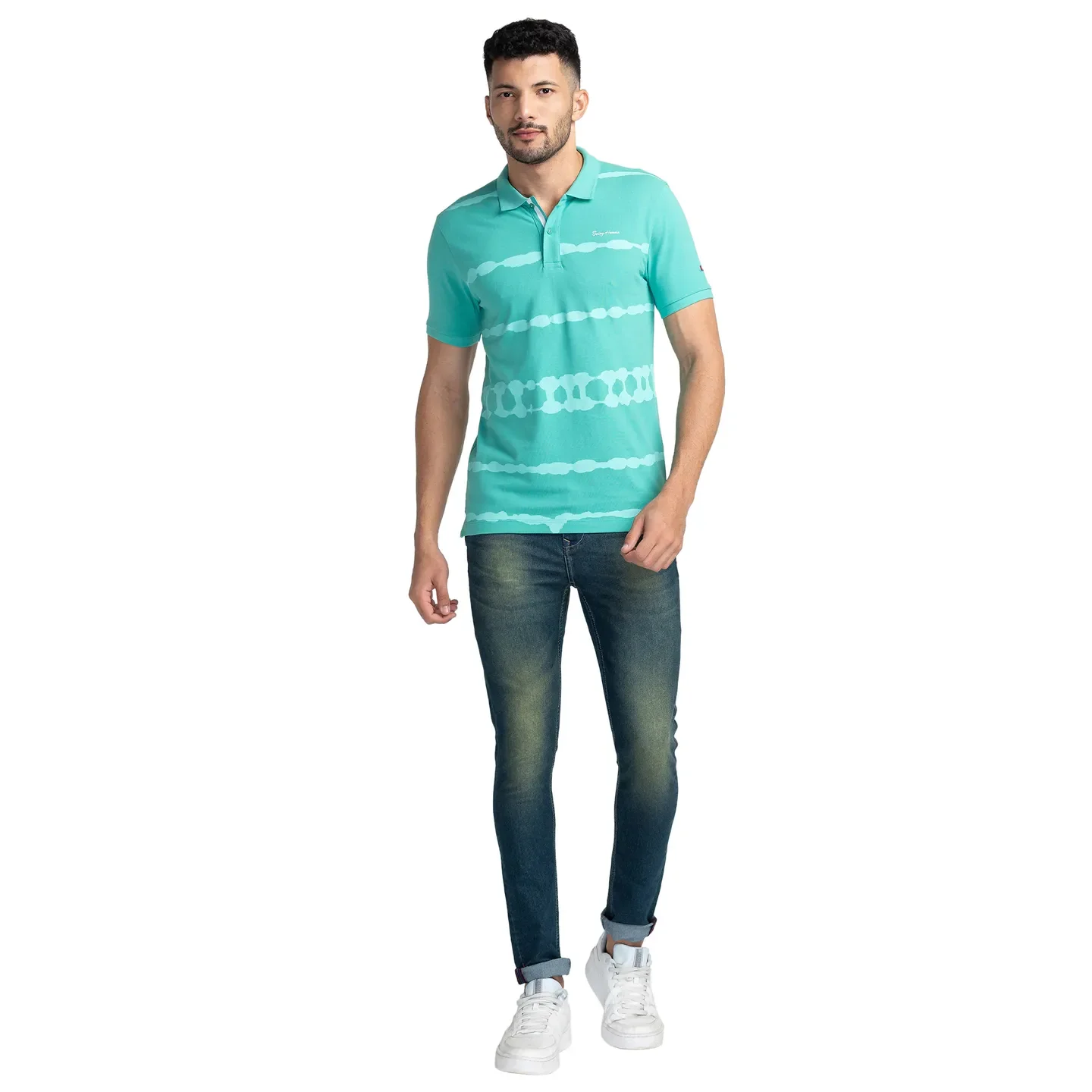 Green Regular Fit Men's Polo T-Shirt by Being Human Clothing - Image 2