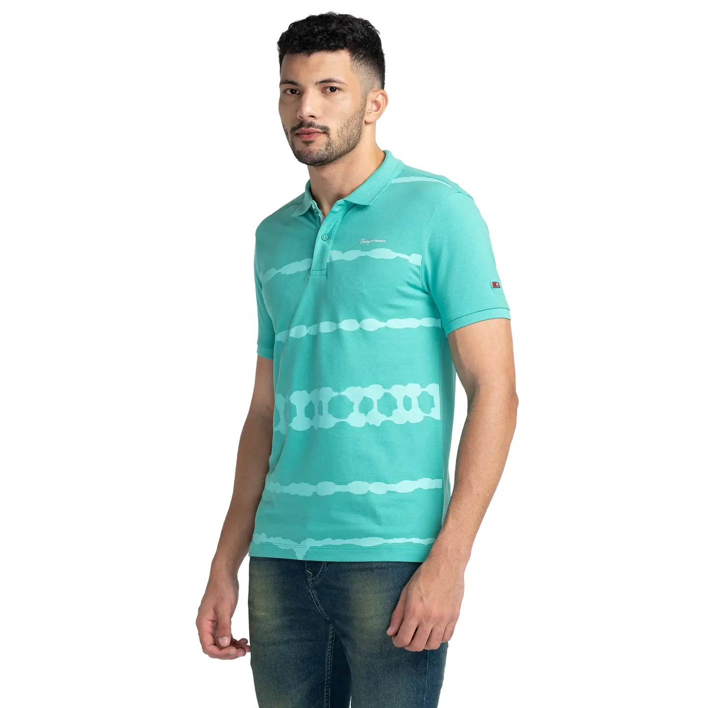 Green Regular Fit Men's Polo T-Shirt by Being Human Clothing - Image 4