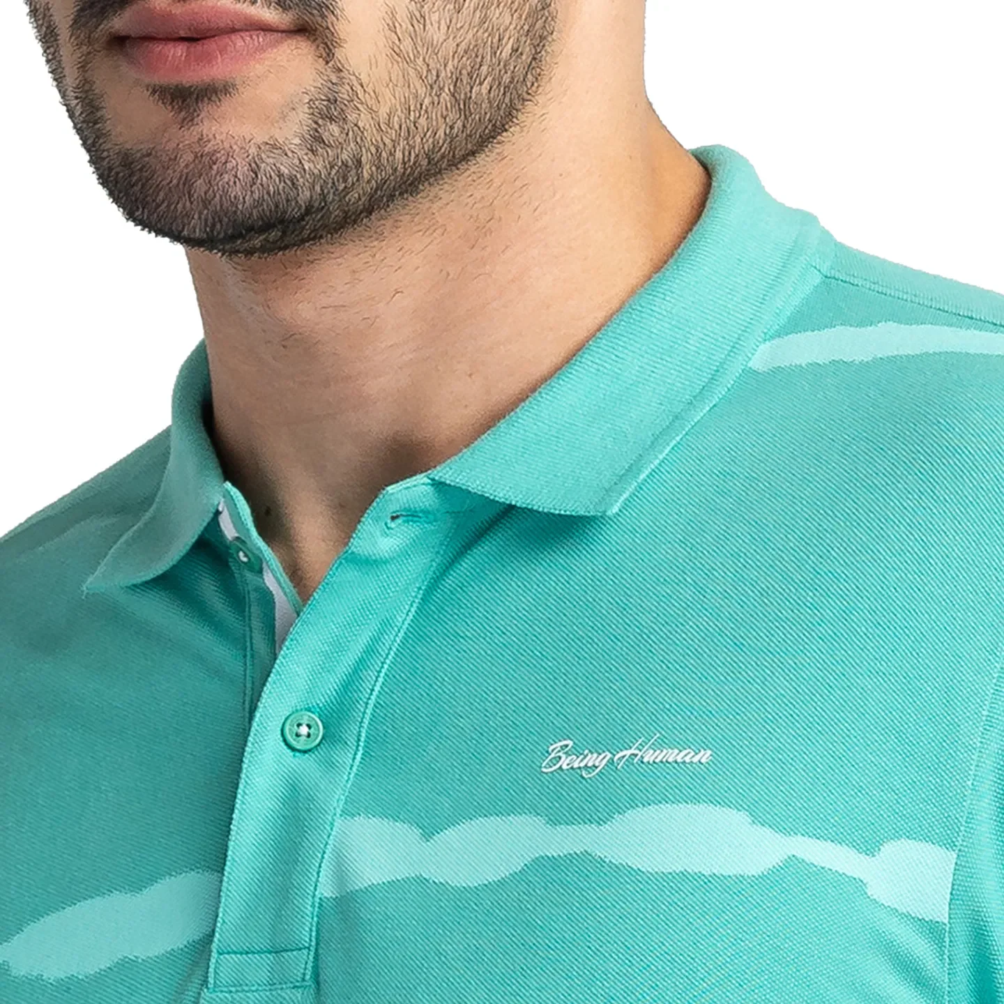 Green Regular Fit Men's Polo T-Shirt by Being Human Clothing - Image 5