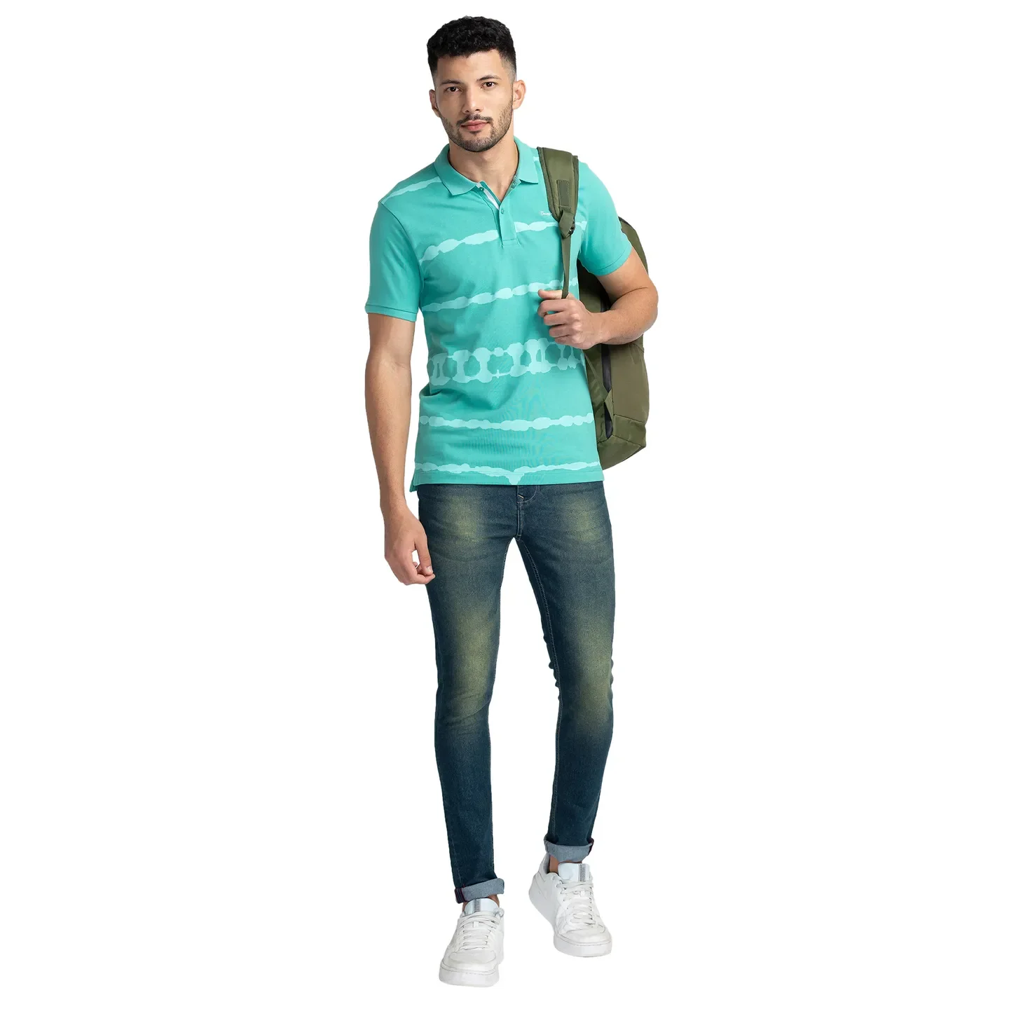 Green Regular Fit Men's Polo T-Shirt by Being Human Clothing - Image 6