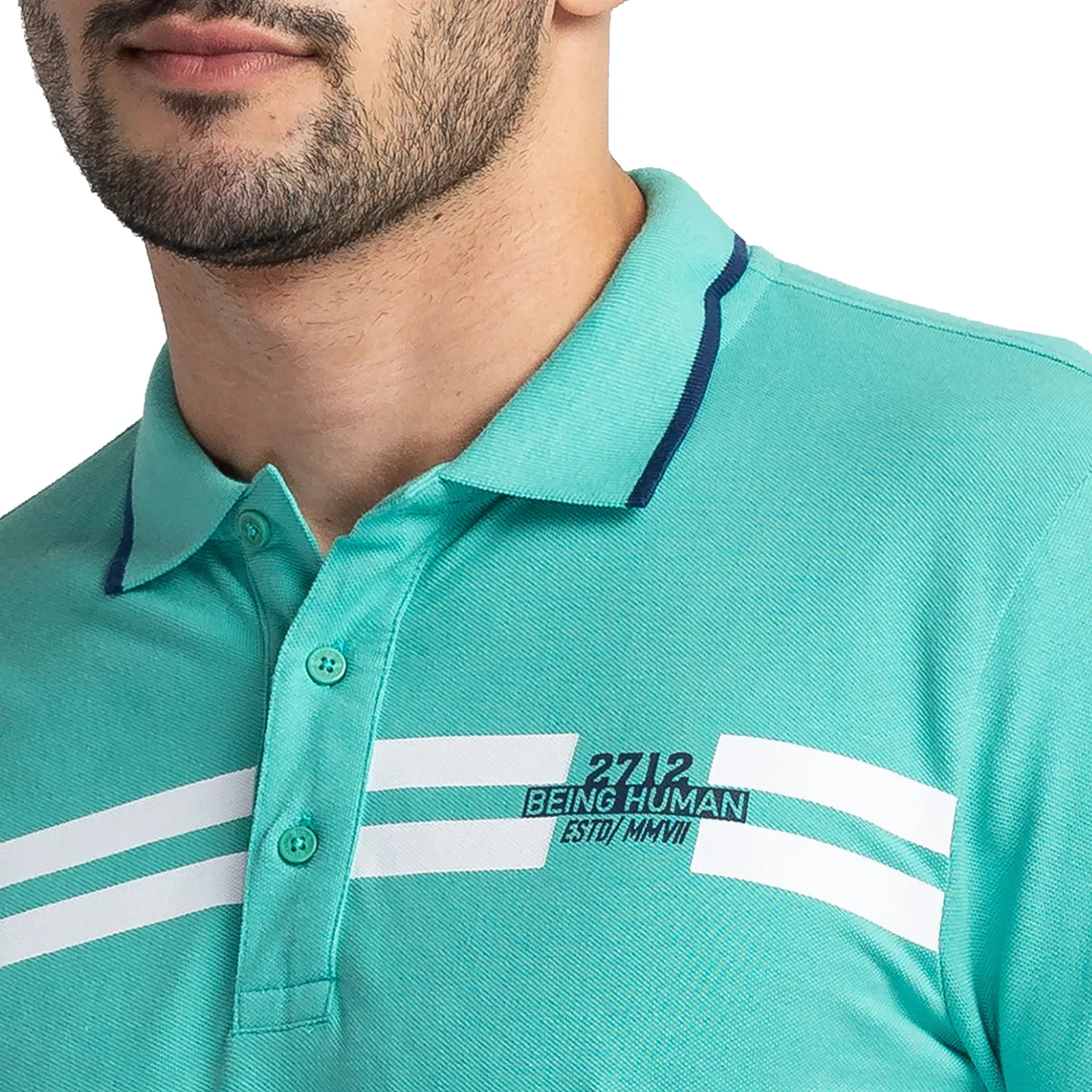 Green Regular Fit Men's Polo T-Shirt by Being Human Clothing - Image 5