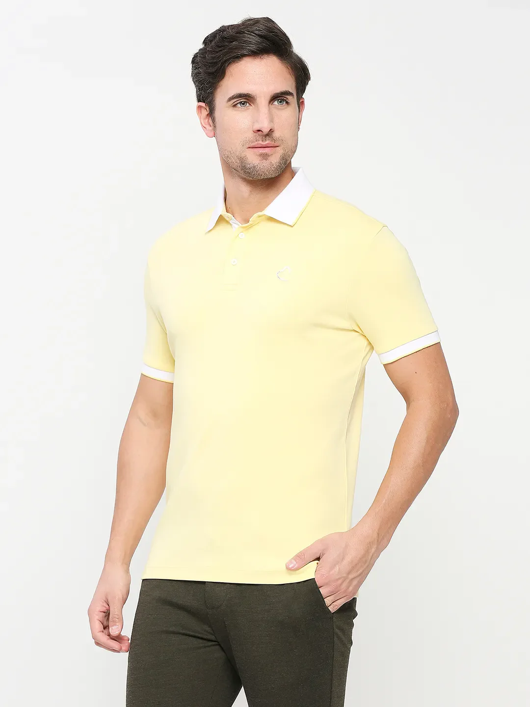 White Regular Fit Men's Polo T-Shirt by Being Human Clothing - Image 2