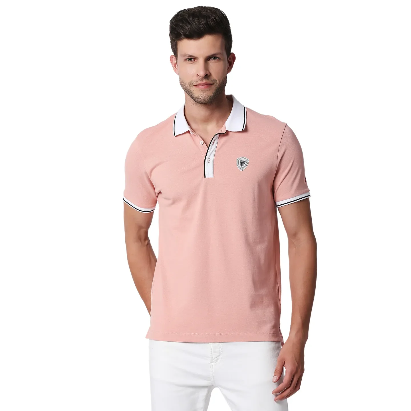 Pink Regular Fit Men's Polo T-Shirt by Being Human Clothing
