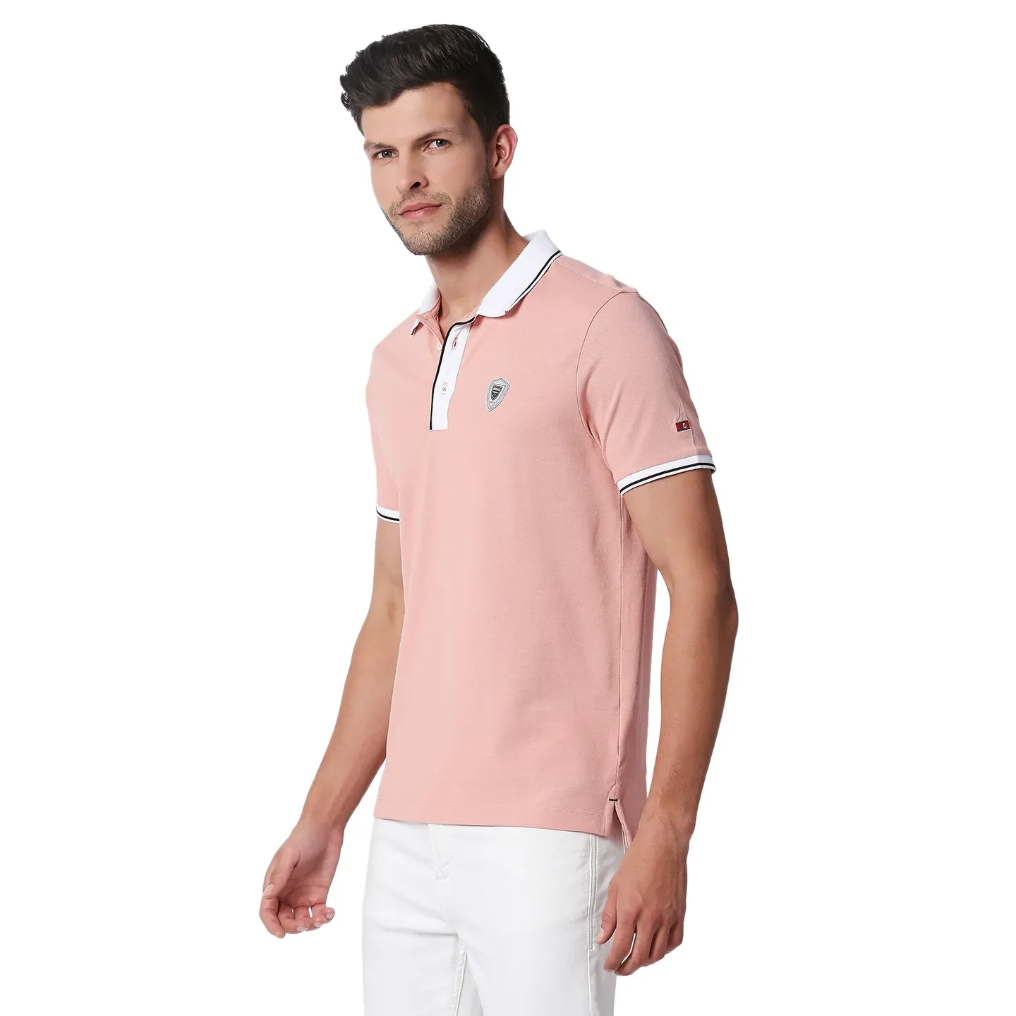 Pink Regular Fit Men's Polo T-Shirt by Being Human Clothing - Image 2