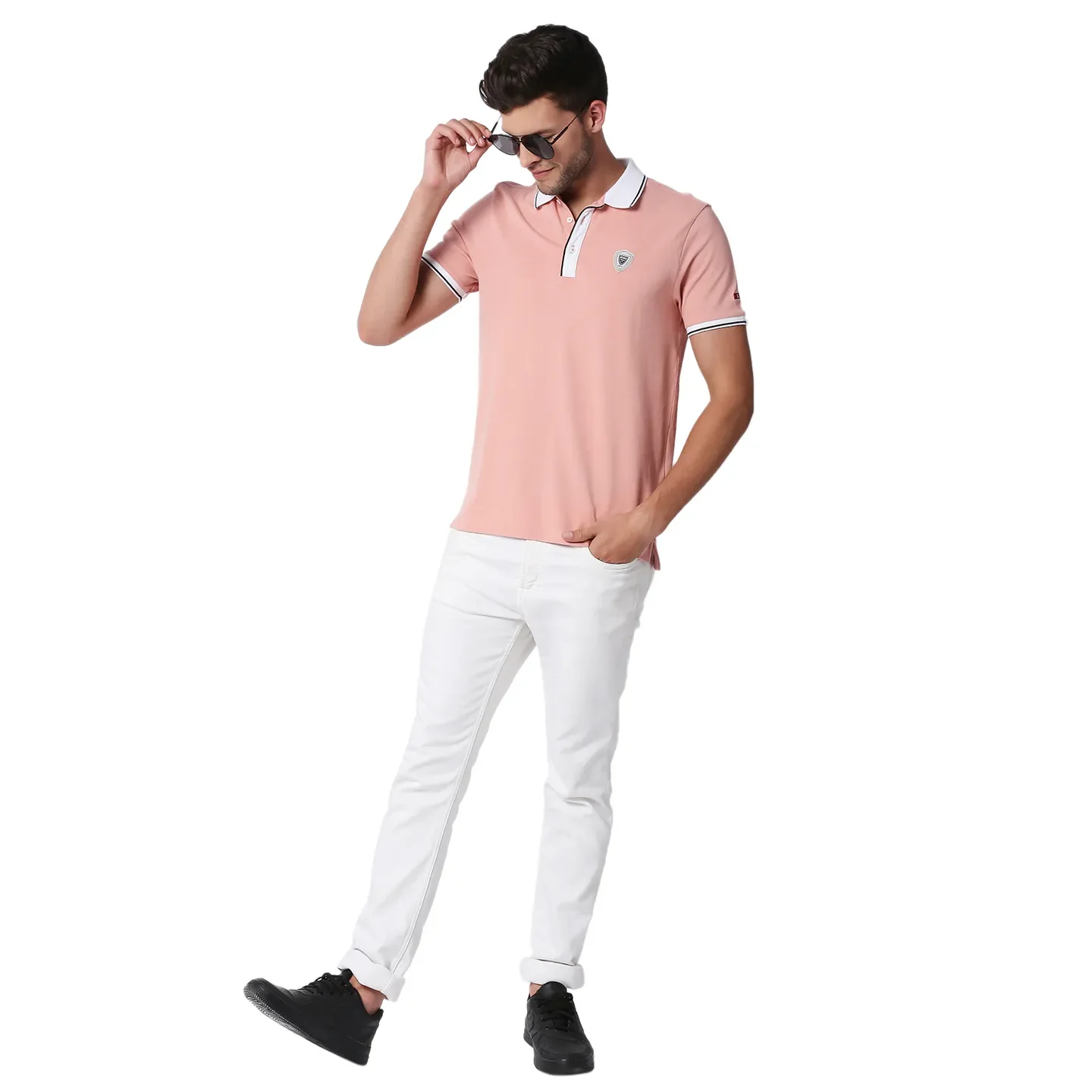 Pink Regular Fit Men's Polo T-Shirt by Being Human Clothing - Image 6
