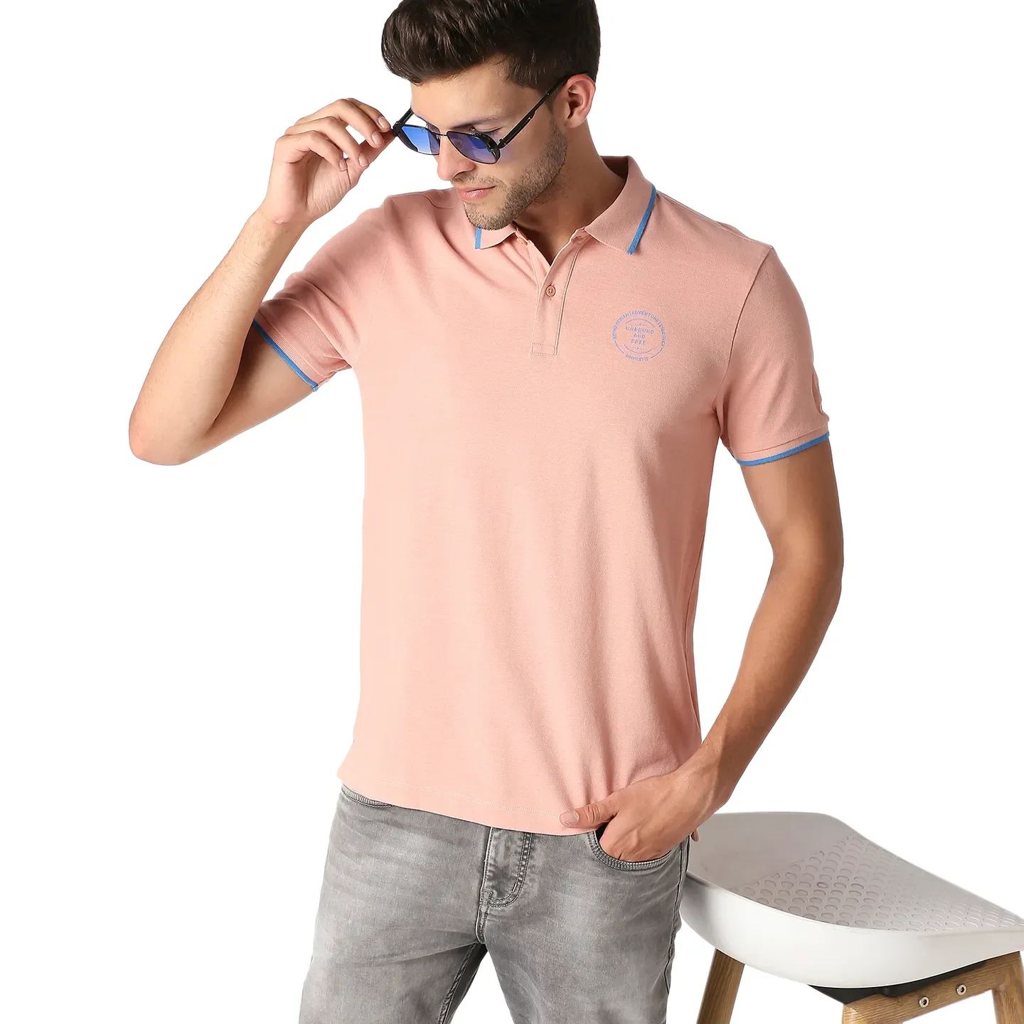 Pink Regular Fit Men's Polo T-Shirt by Being Human Clothing - Image 7