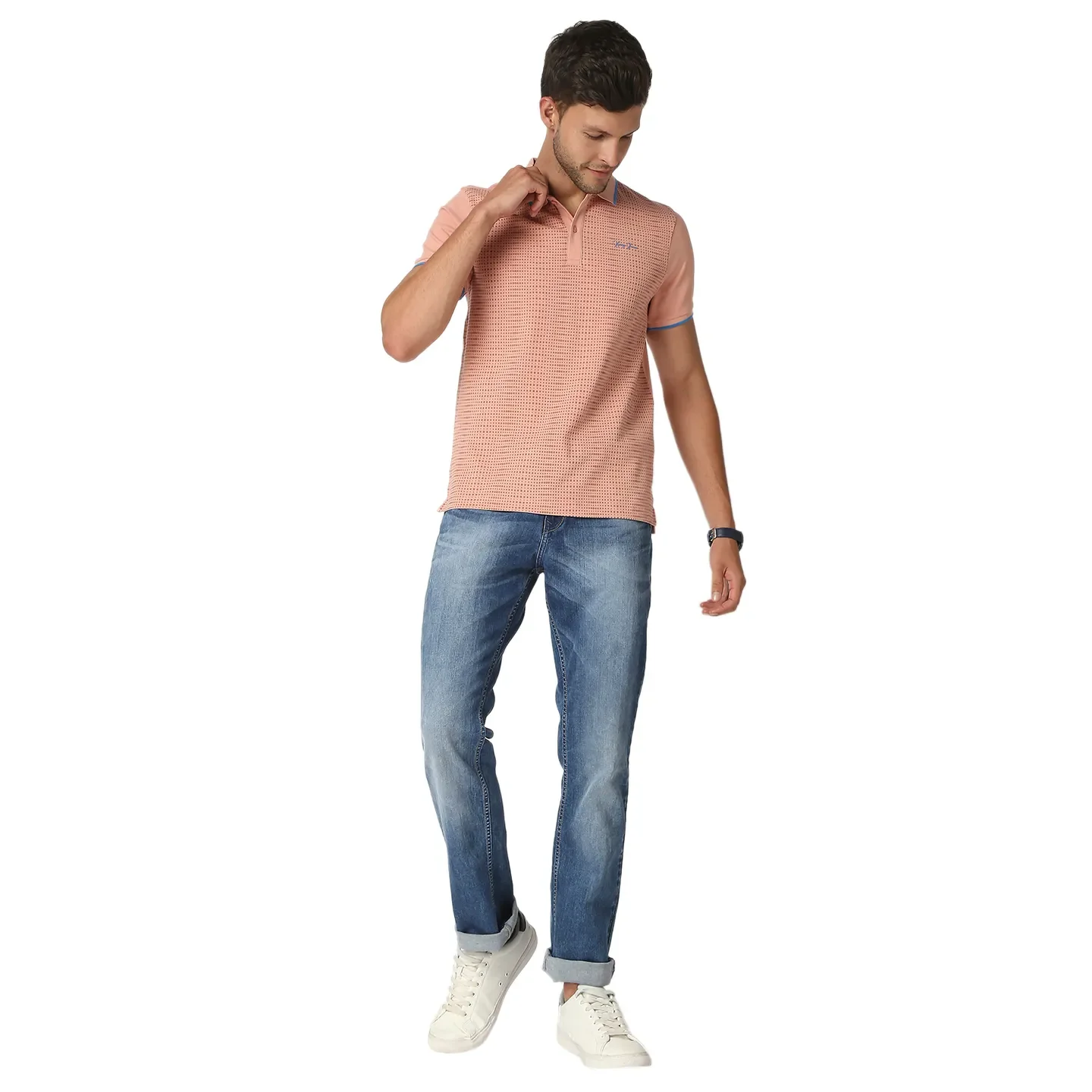 Pink Regular Fit Men's Polo T-Shirt by Being Human Clothing - Image 6