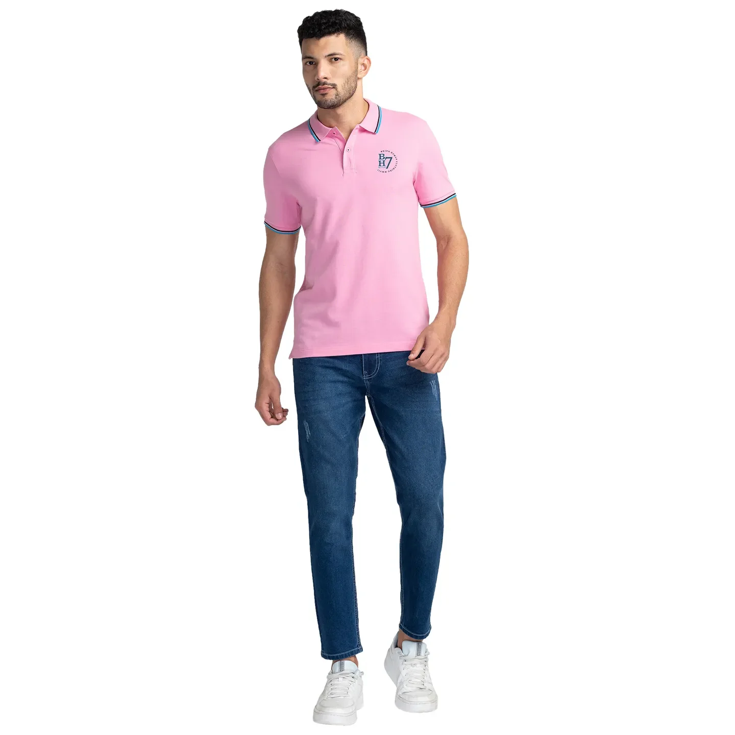 Prism Pink Regular Fit Men's Polo T-Shirt by Being Human Clothing - Image 2