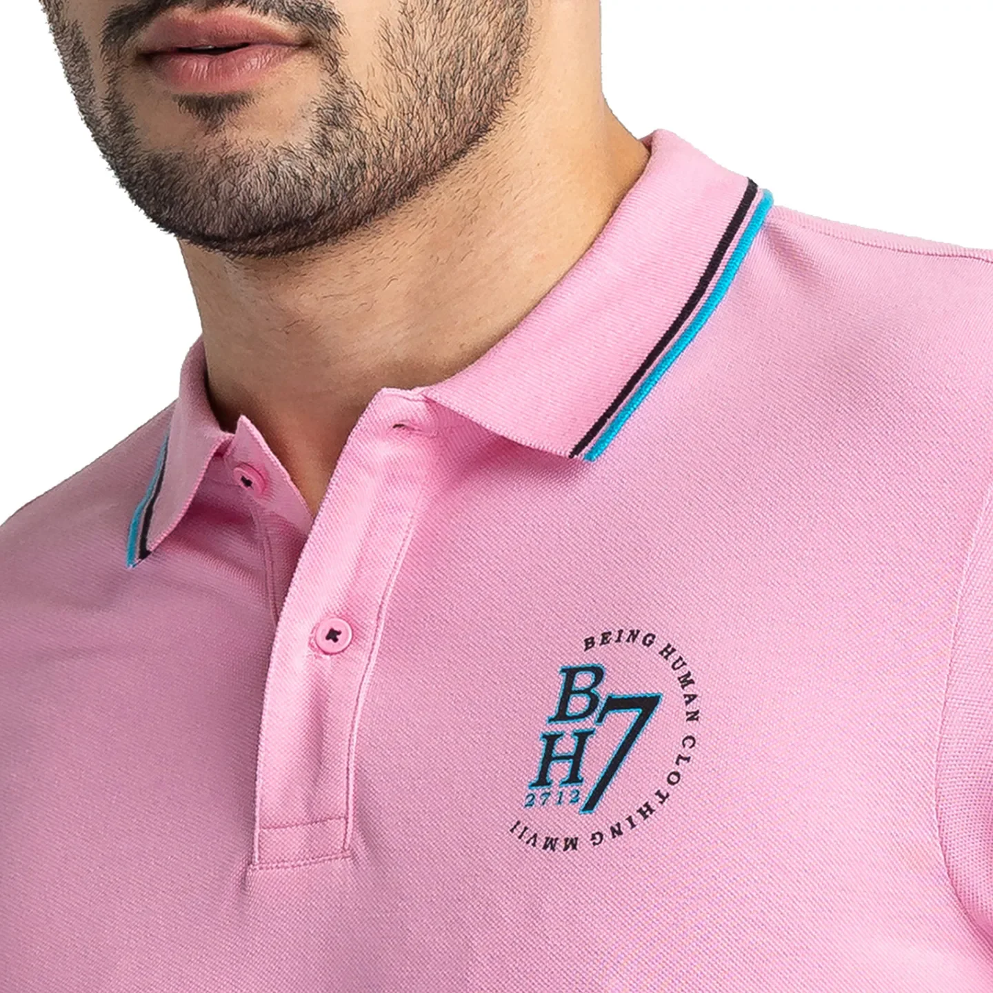Prism Pink Regular Fit Men's Polo T-Shirt by Being Human Clothing - Image 5