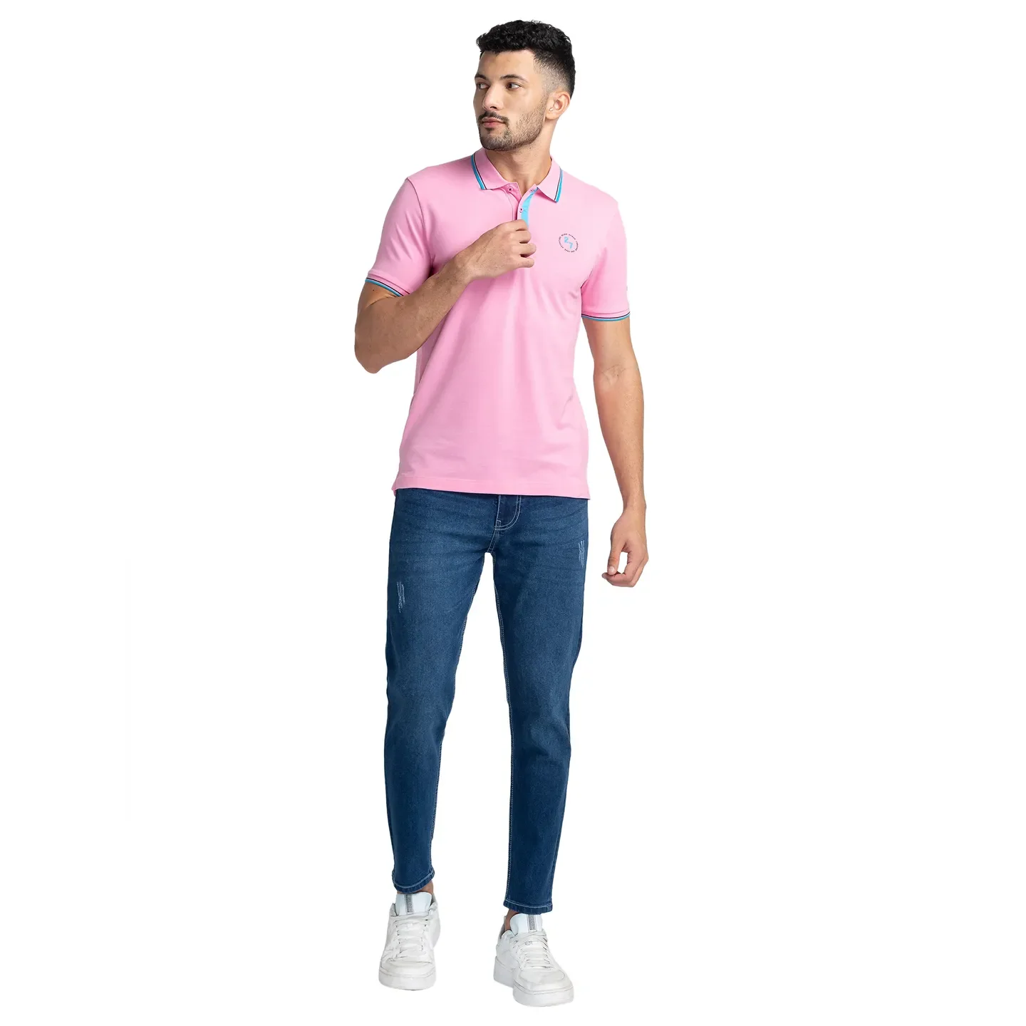 Pink Regular Fit Men's Polo T-Shirt by Being Human Clothing - Image 2