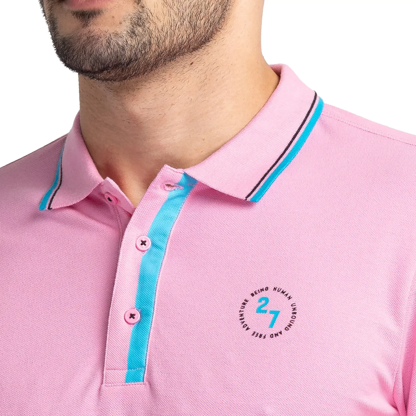 Pink Regular Fit Men's Polo T-Shirt by Being Human Clothing - Image 5
