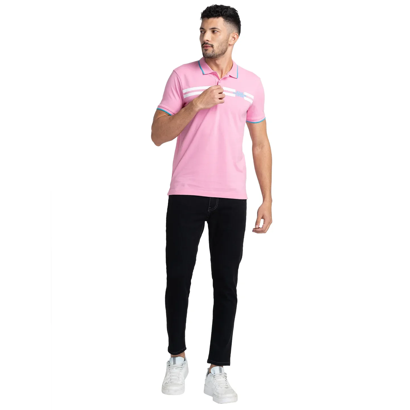 Pink Regular Fit Men's Polo T-Shirt by Being Human Clothing - Image 2
