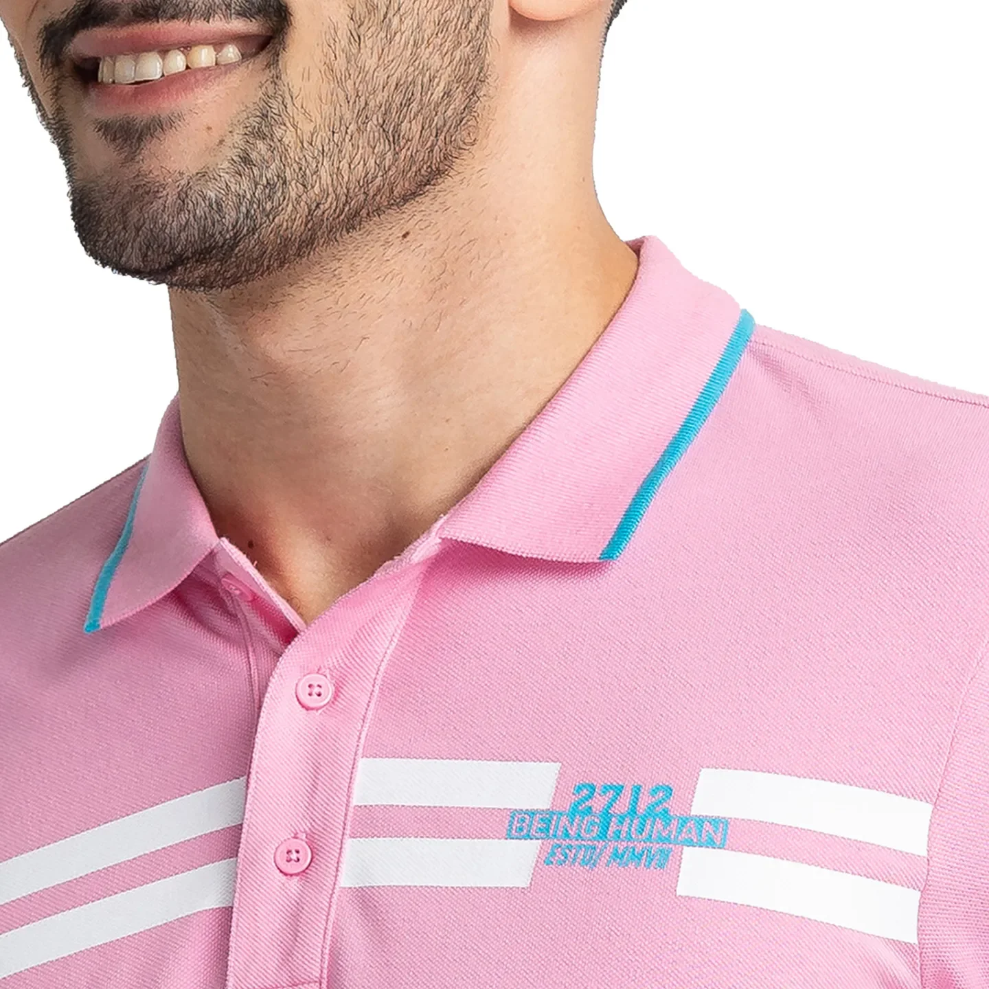 Pink Regular Fit Men's Polo T-Shirt by Being Human Clothing - Image 5