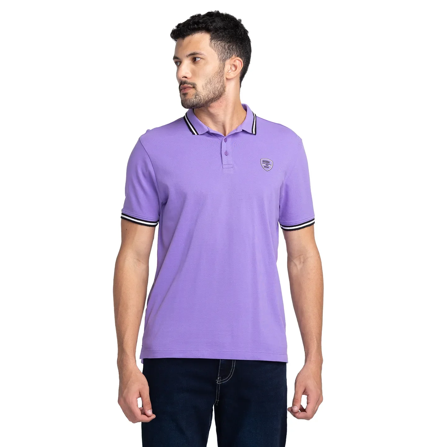 Purple Regular Fit Men's Polo T-Shirt by Being Human Clothing