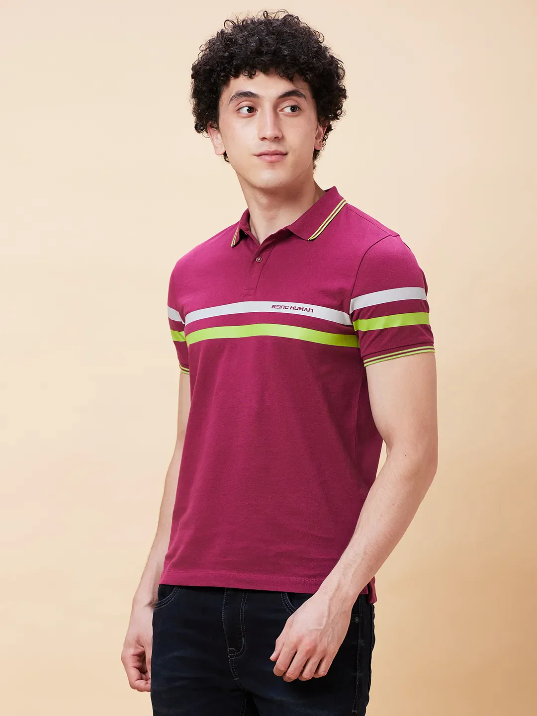 Purple Potion Regular Fit Men's Polo T-Shirt by Being Human Clothing - Image 3