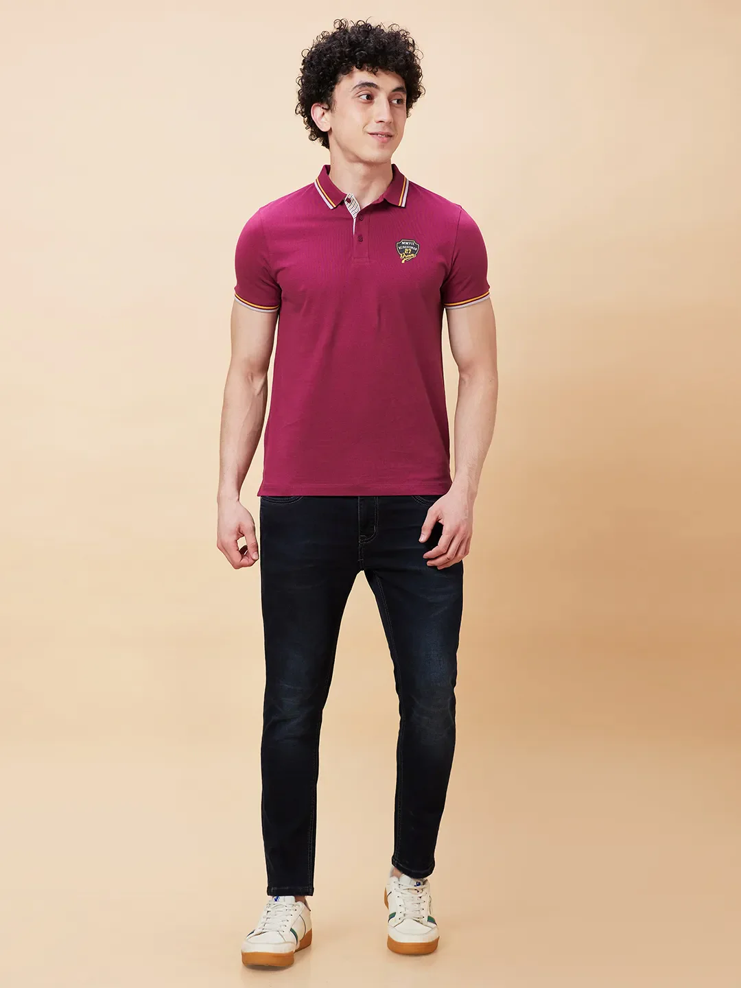 Purple Regular Fit Men's Polo T-Shirt by Being Human Clothing - Image 2