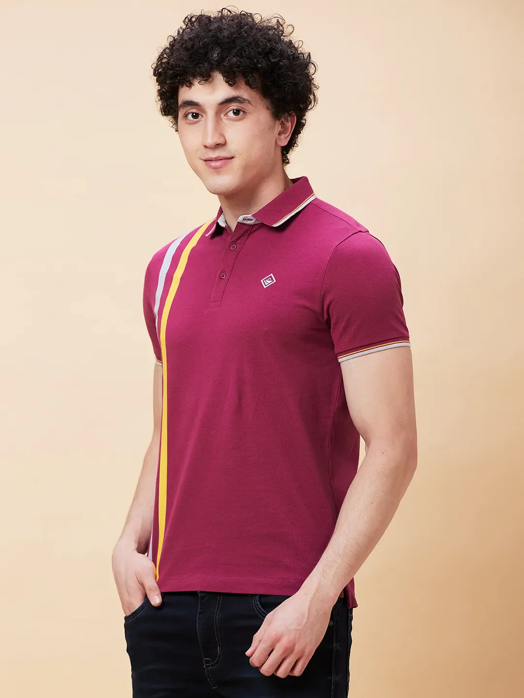 Purple Potion Regular Fit Men's Polo T-Shirt by Being Human Clothing - Image 3