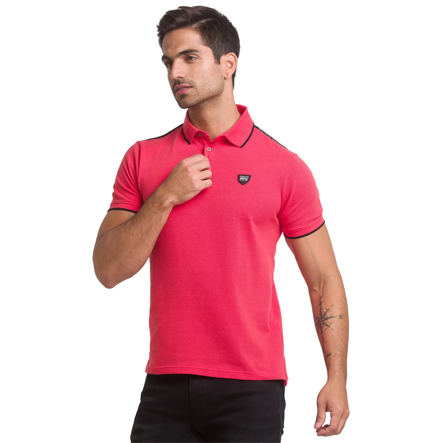 Red Regular Fit Men's Polo T-Shirt by Being Human Clothing - Image 4
