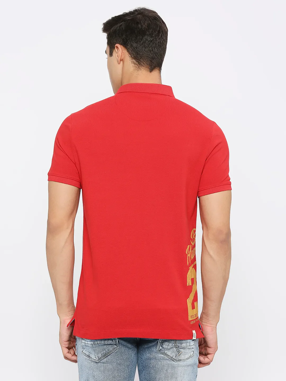 Red Regular Fit Men's Polo T-Shirt by Being Human Clothing - Image 4
