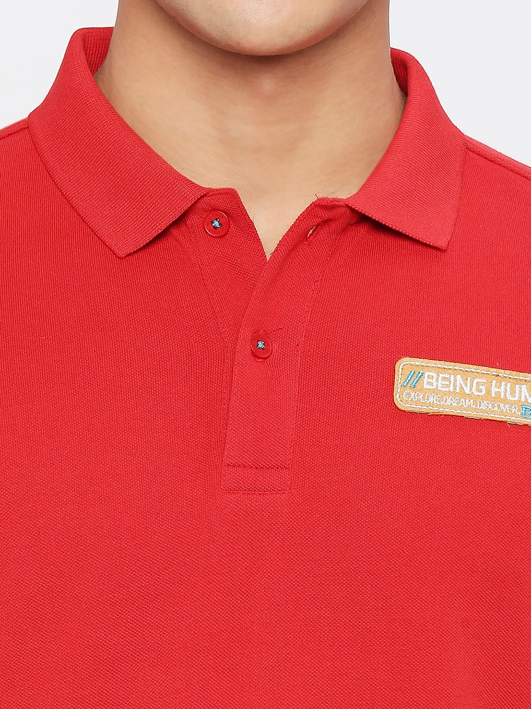 Red Regular Fit Men's Polo T-Shirt by Being Human Clothing - Image 5